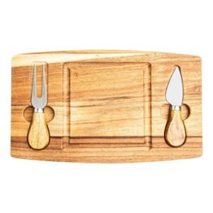 KIT QUEIJO 2 PÇS + TÁBUA QUADRADA - Madeira