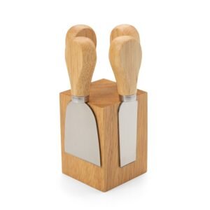 KIT QUEIJO 4 PÇS C/ CEPO MAGNETICO - Madeira