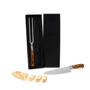 CONJ. DE FACA E GARFO PREMIUM EM MADEIRA / INOX - 2 PÇS