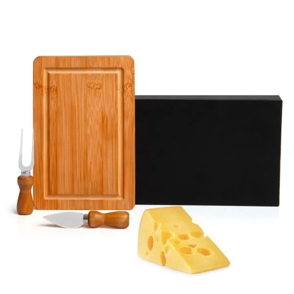 CONJUNTO PARA QUEIJO EM BAMBU/INOX - 3 PÇS