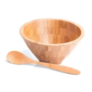 CUMBUCA EM BAMBU COM COLHER DE 18CM 400ML