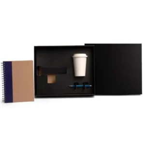 KIT COPO EM FIBRA DE BAMBU, CADERNO E CANETA - 3 PÇS