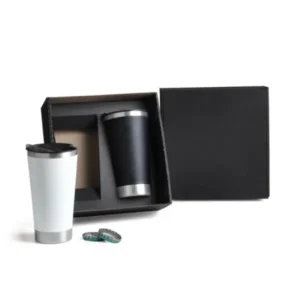 KIT DE COPOS TÉRMICOS EM AÇO INOX - 500ML / BRANCO - 2 PÇS