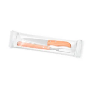 KIT DE GARFO E FACA 7"  EM BAMBU / MADEIRA / INOX - 2 PÇS