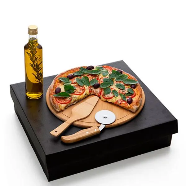 KIT PARA PIZZA COM GARRAFA - BAMBU / INOX / VIDRO - 4 PÇS - Imagem 4