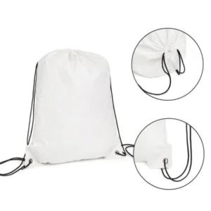 MOCHILA SACOLA EM NYLON 190D - BRANCA - 42X32CM