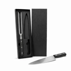 CONJ. DE FACA E GARFO PREMIUM EM MADEIRA / INOX - 2 PÇS