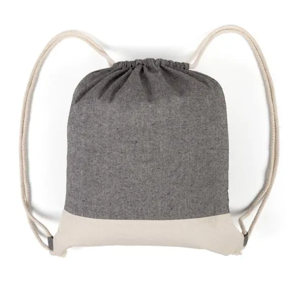 MOCHILA SACOLA EM ALGODÃO RECICLADO NATURAL / MELANGE CINZA - 37X41CM - Imagem 3