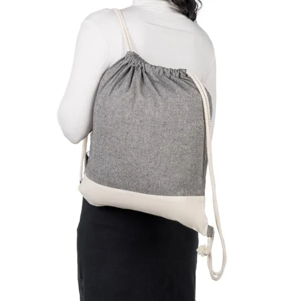 MOCHILA SACOLA EM ALGODÃO RECICLADO NATURAL / MELANGE CINZA - 37X41CM - Imagem 5