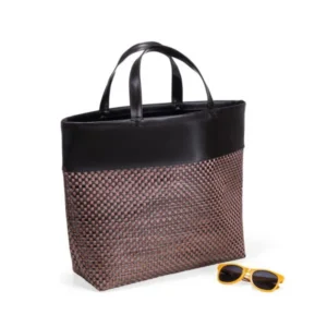 SACOLA EM PVC E MATERIAL SINTÉTICO - PREMIUM/XADREZ - 48X33X13 CM