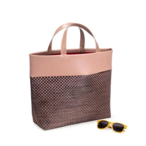 SACOLA EM PVC E MATERIAL SINTÉTICO - PREMIUM/XADREZ - 48X33X13 CM
